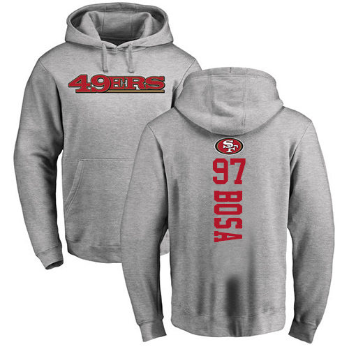 Men San Francisco 49ers Ash Nick Bosa Backer 97 Pullover NFL Hoodie Sweatshirts